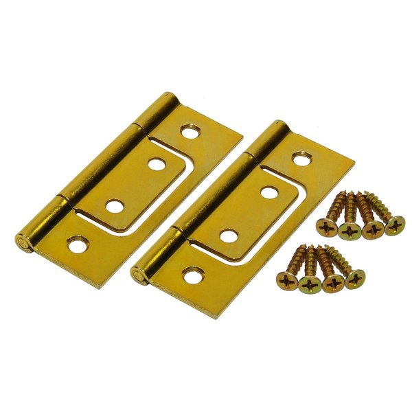 Johnson Hardware Brass-Plated Non-Mortise Hinge Set , 2PK 1823PPK2